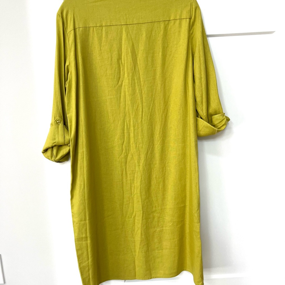 Calvin Klein Chartreuse Collarless Button-Front D… - image 2